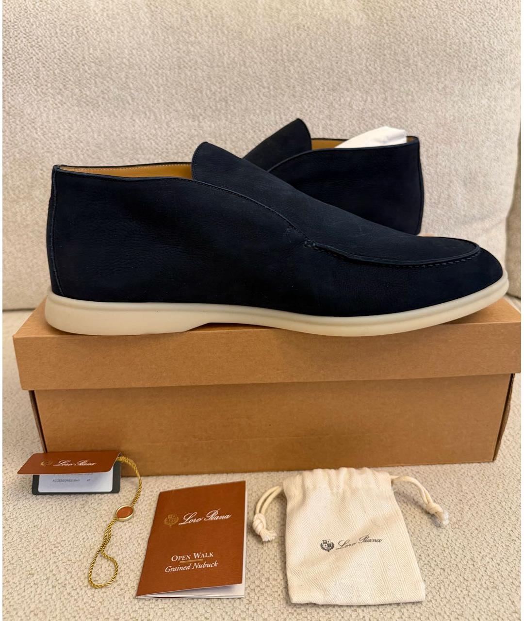LORO PIANA Темно-синие замшевые лоферы, фото 8