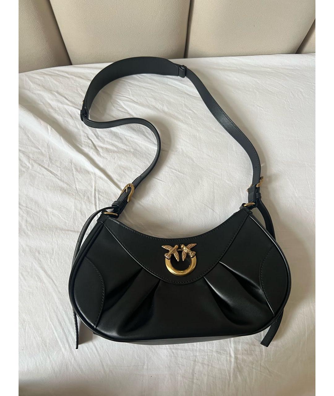 PINKO Черная кожаная сумка через плечо, фото 4