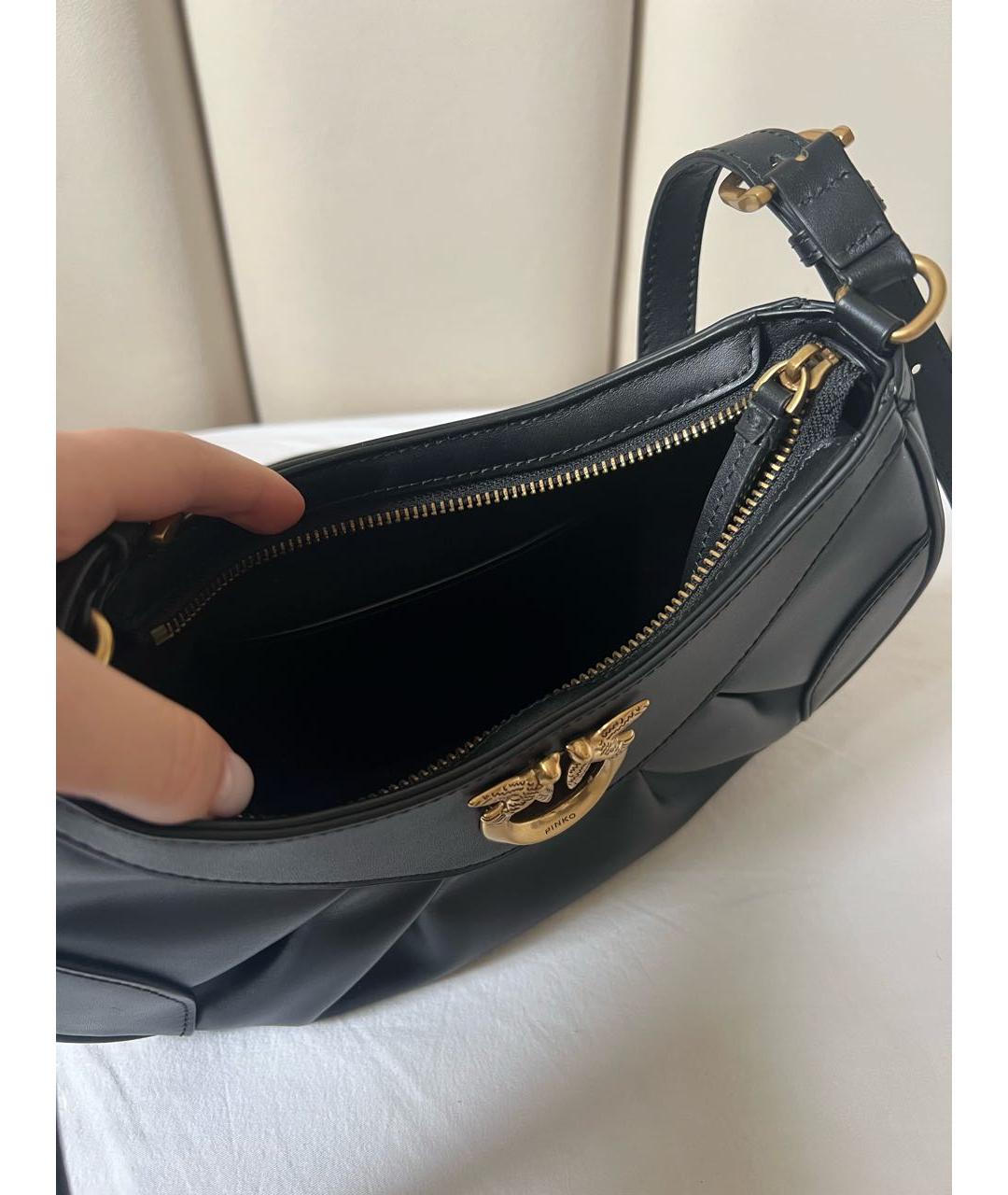 PINKO Черная кожаная сумка через плечо, фото 3