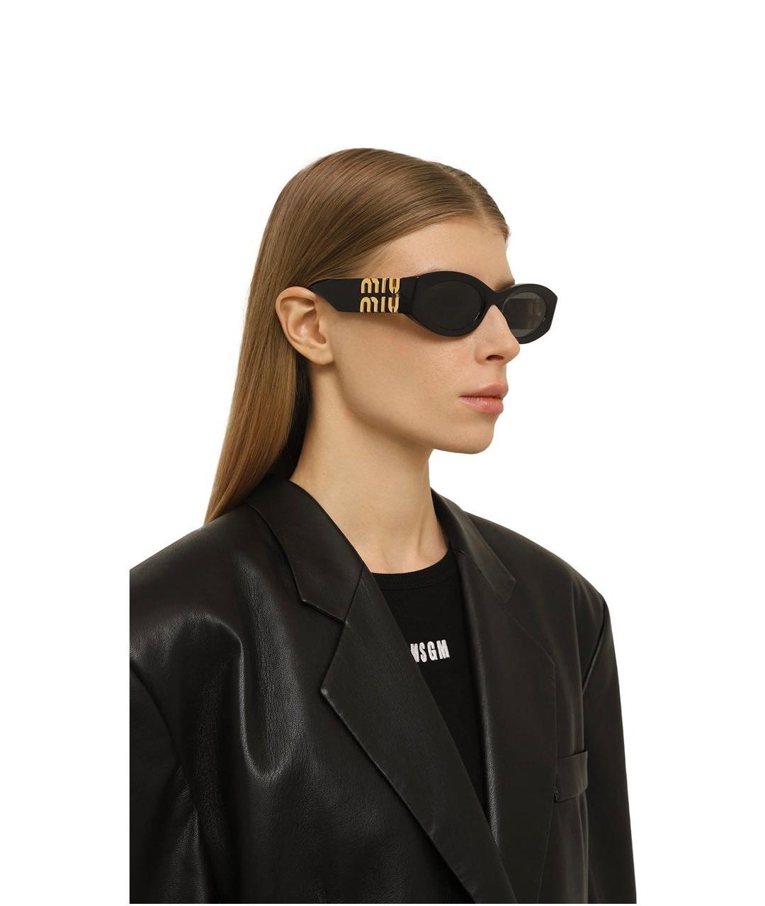 MIU MIU Черные пластиковые солнцезащитные очки, фото 6