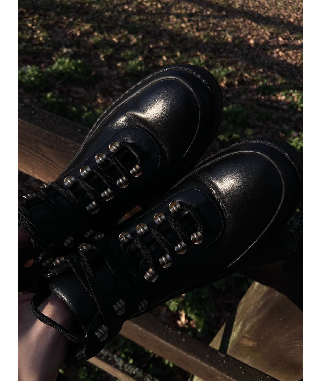 JIL SANDER Черные кожаные ботинки, фото 3