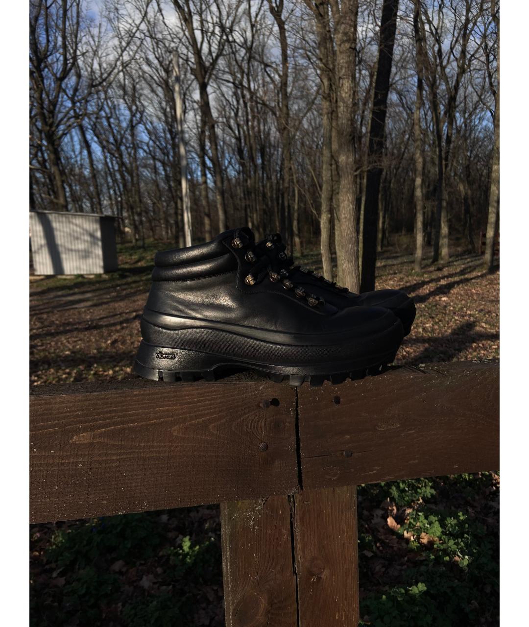 JIL SANDER Черные кожаные ботинки, фото 10