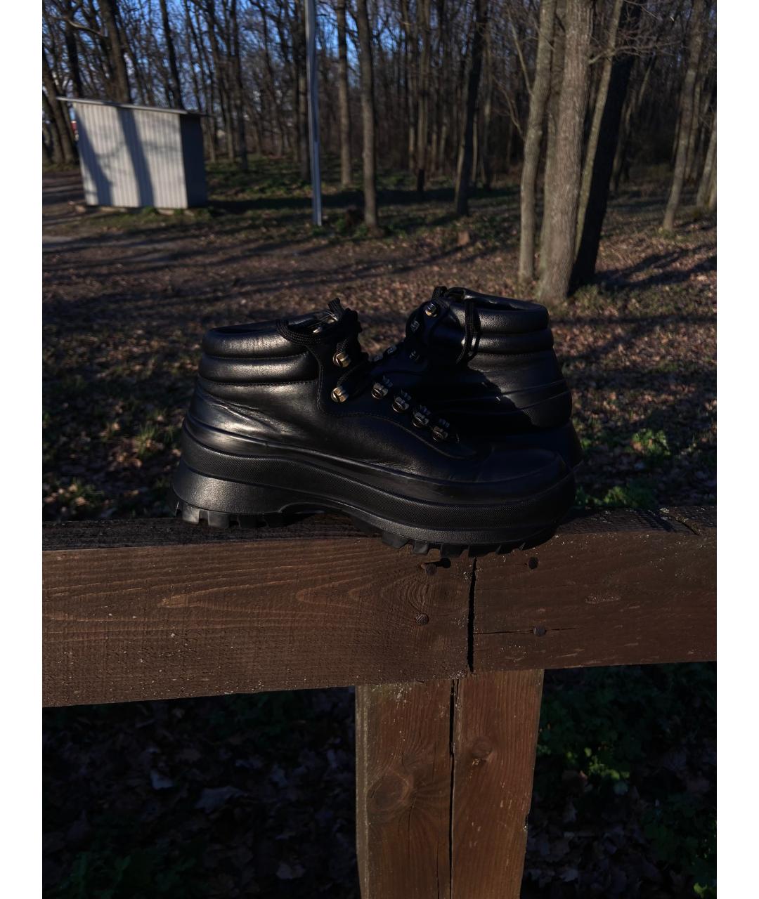 JIL SANDER Черные кожаные ботинки, фото 2