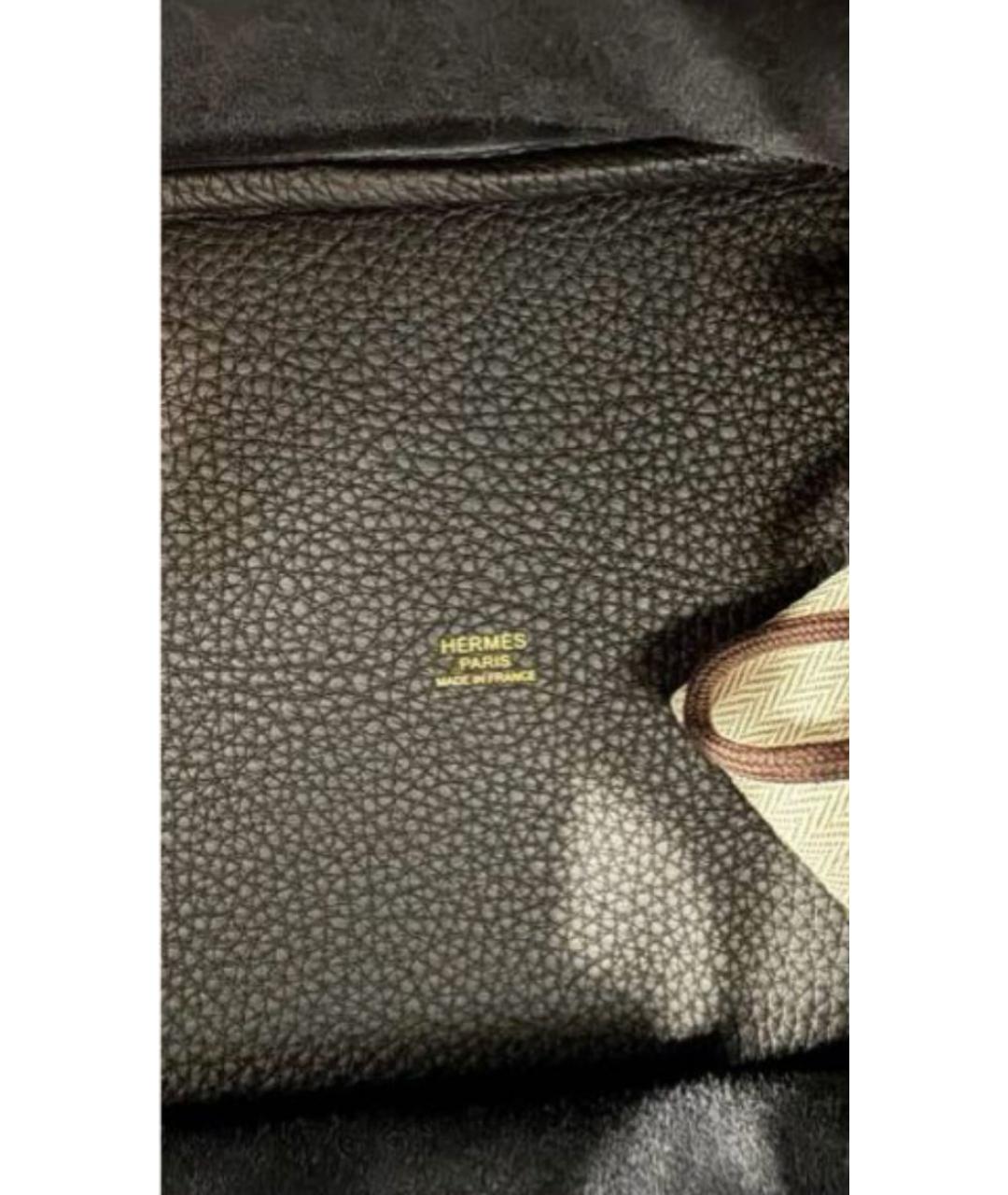 HERMES Черная кожаная сумка с короткими ручками, фото 4