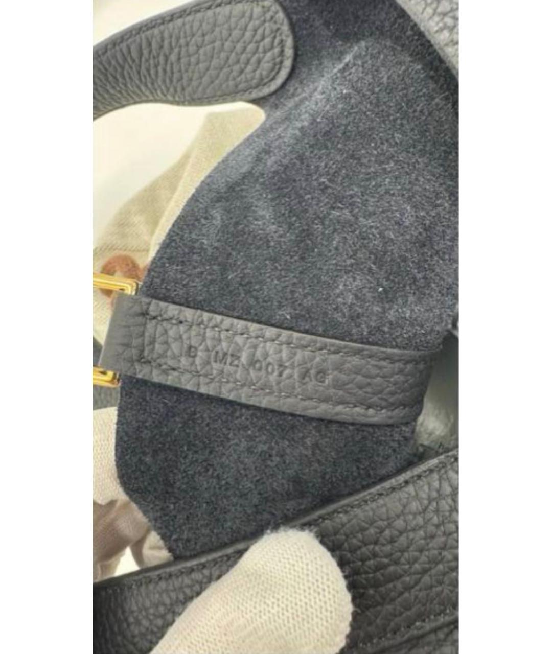 HERMES Черная кожаная сумка с короткими ручками, фото 2