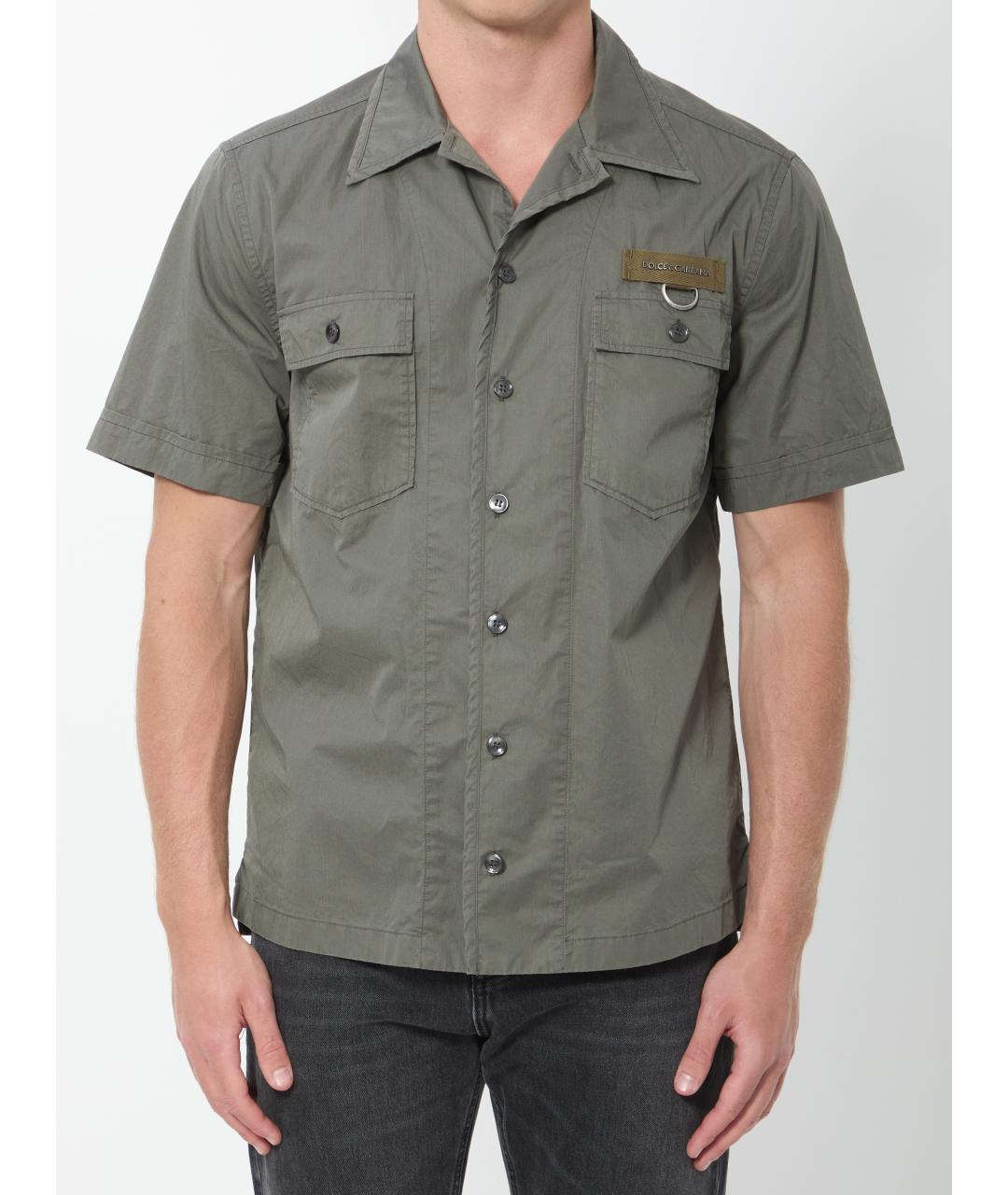 DOLCE&GABBANA Зеленая хлопковая кэжуал рубашка, фото 5
