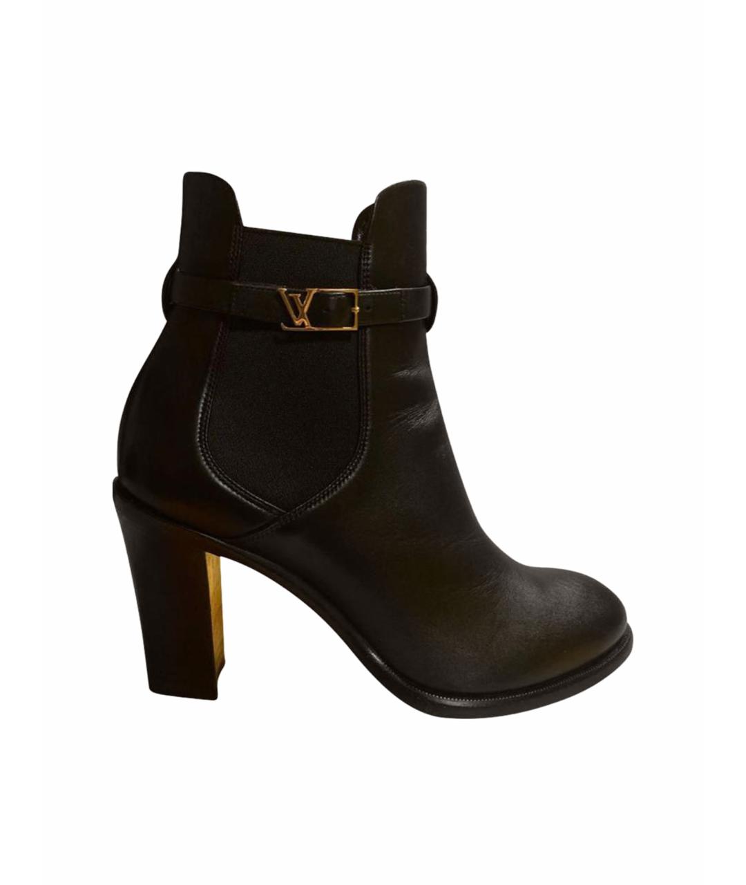 LOUIS VUITTON Черные кожаные ботильоны, фото 1