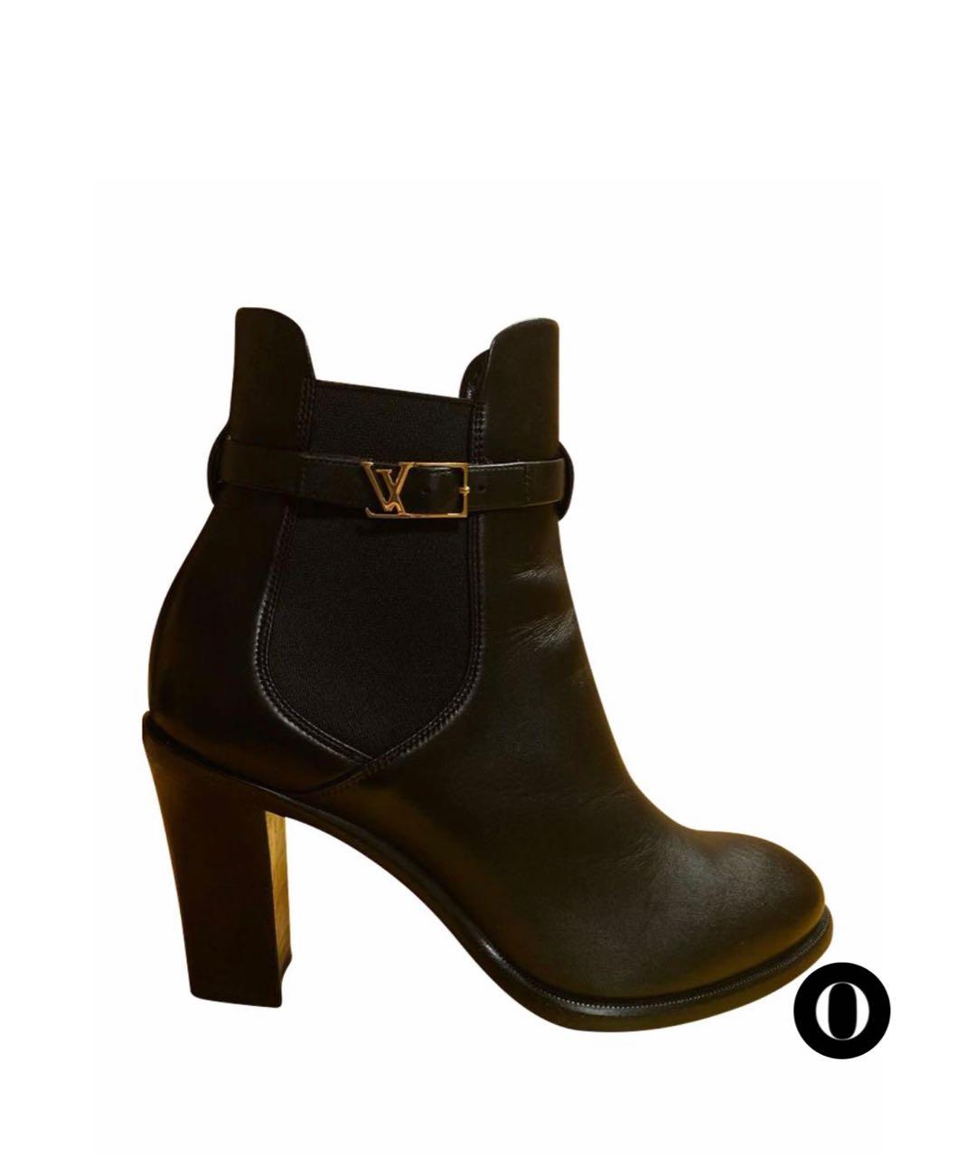 LOUIS VUITTON Черные кожаные ботильоны, фото 7