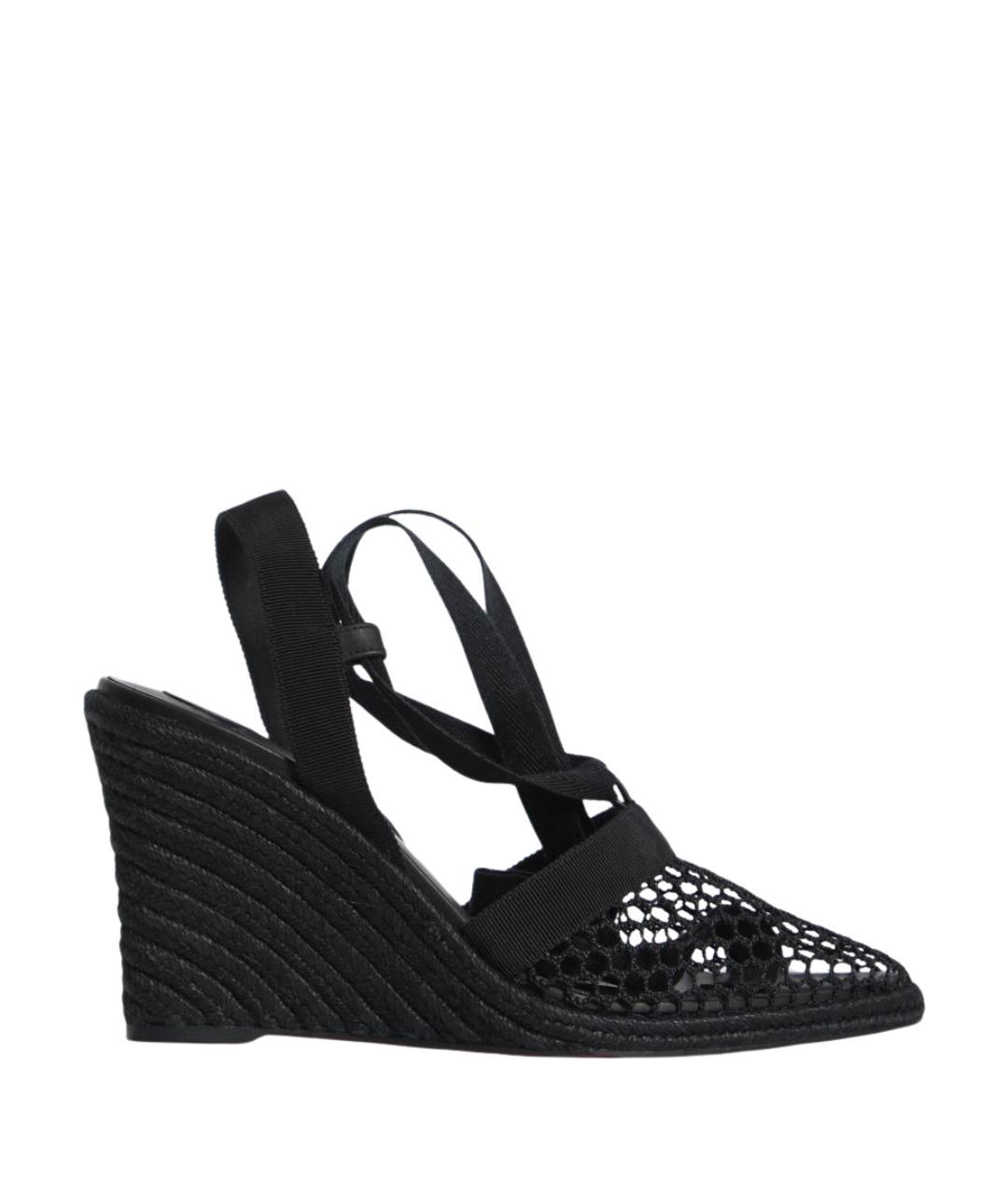 CHRISTIAN LOUBOUTIN Черные текстильные босоножки, фото 1