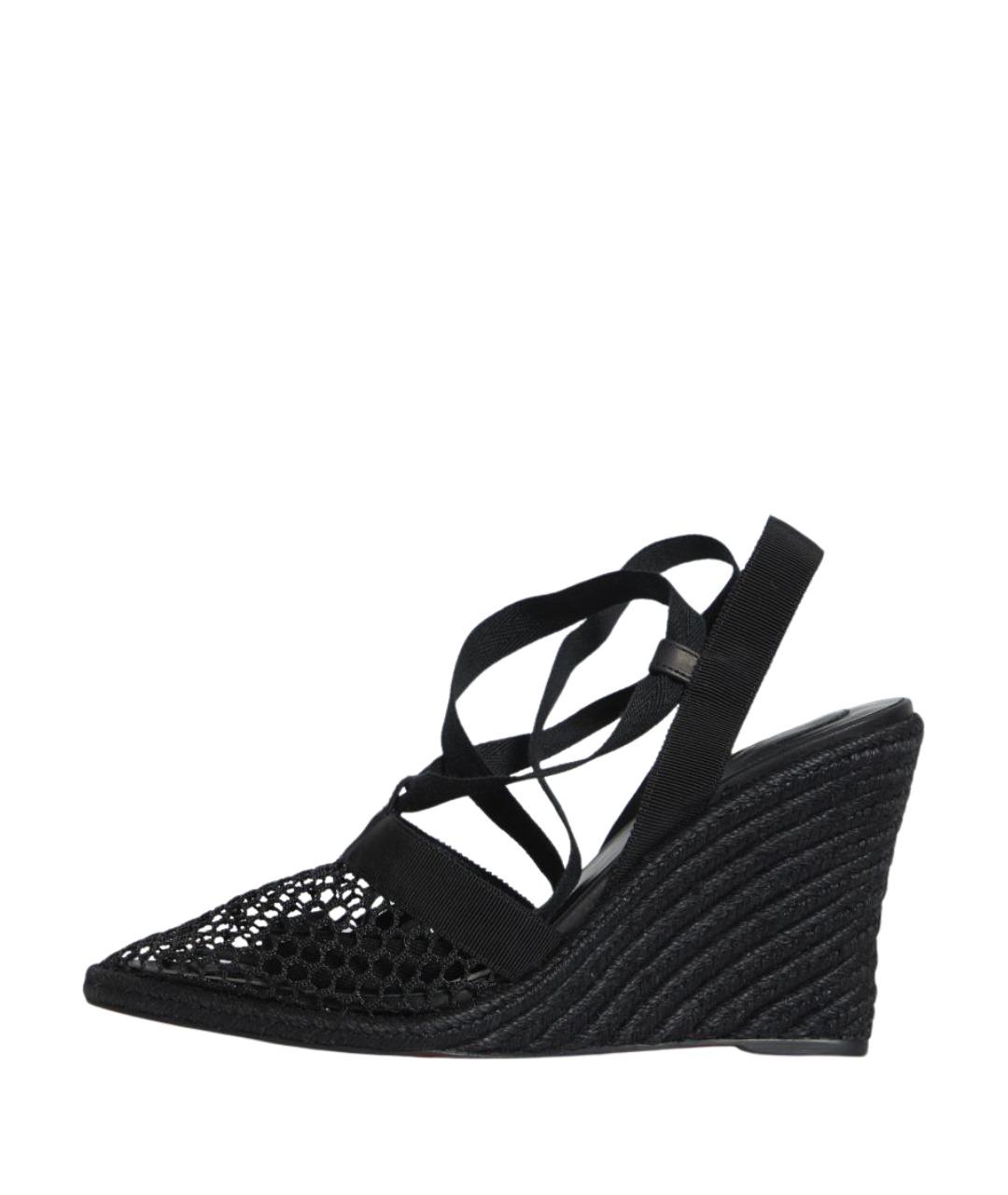 CHRISTIAN LOUBOUTIN Черные текстильные босоножки, фото 4