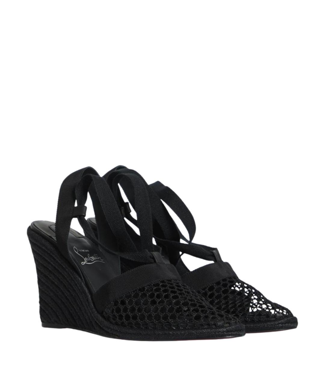 CHRISTIAN LOUBOUTIN Черные текстильные босоножки, фото 2