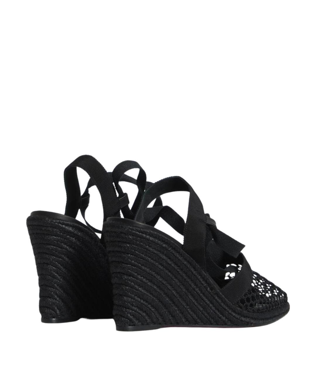 CHRISTIAN LOUBOUTIN Черные текстильные босоножки, фото 3