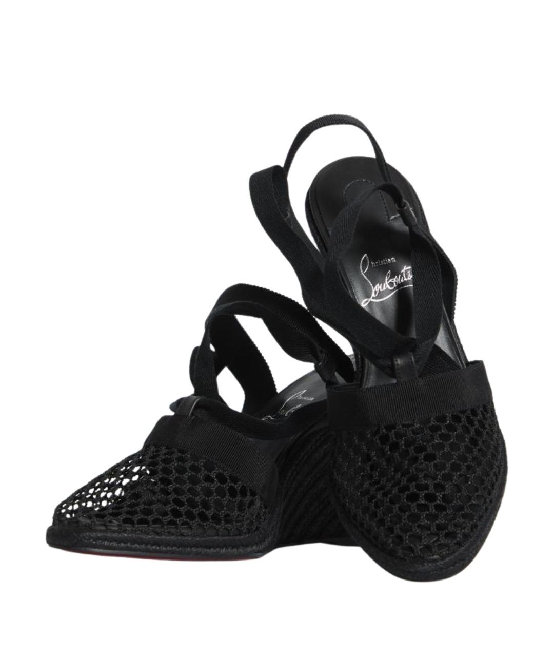 CHRISTIAN LOUBOUTIN Черные текстильные босоножки, фото 5