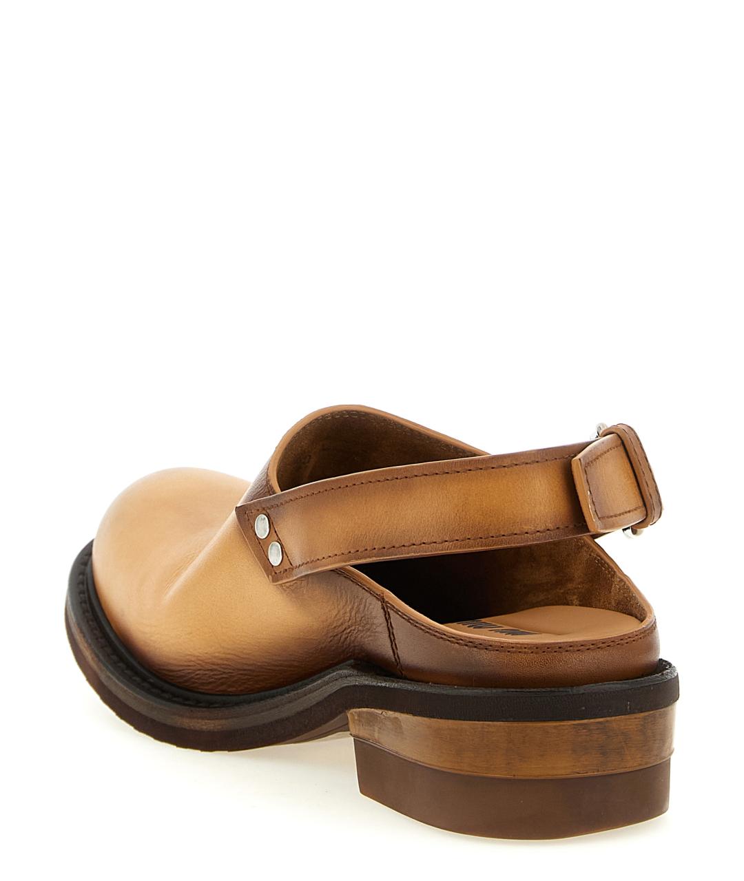 MIU MIU Бежевые кожаные сабо, фото 3