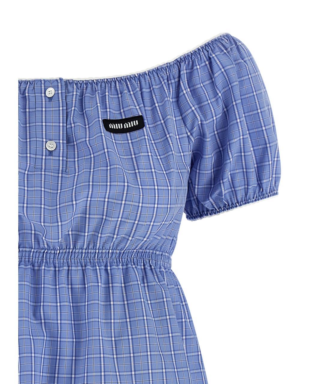 MIU MIU Голубое хлопковое повседневное платье, фото 3