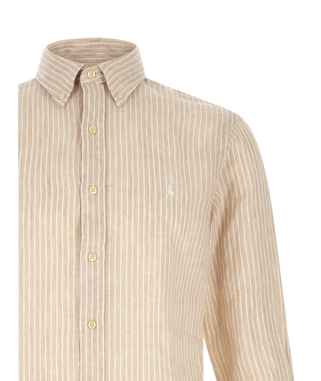 POLO RALPH LAUREN Бежевая льняная кэжуал рубашка, фото 3