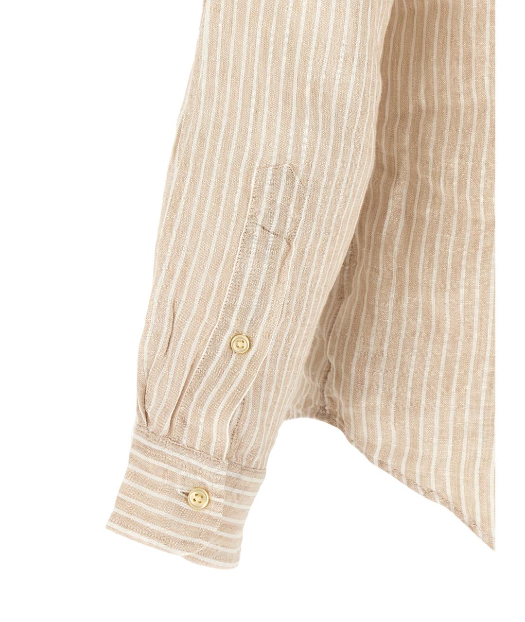 POLO RALPH LAUREN Бежевая льняная кэжуал рубашка, фото 4