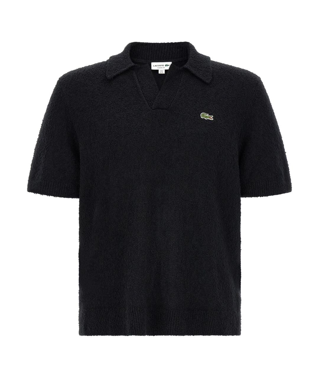 LACOSTE Черное хлопковое поло с коротким рукавом, фото 1