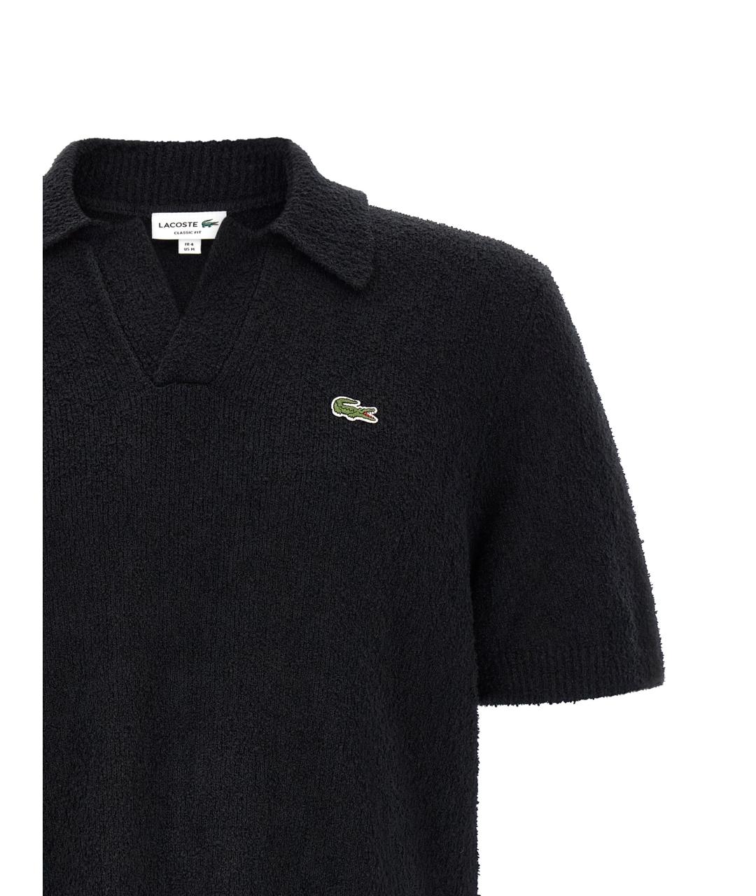 LACOSTE Черное хлопковое поло с коротким рукавом, фото 3