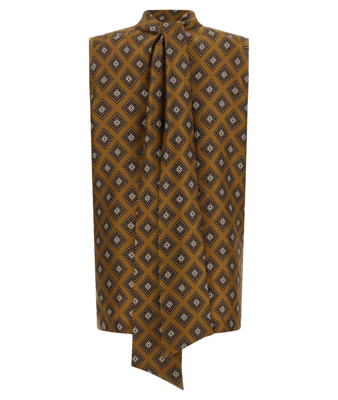 ALBERTO BIANI Коричневая шелковая майка, фото 2