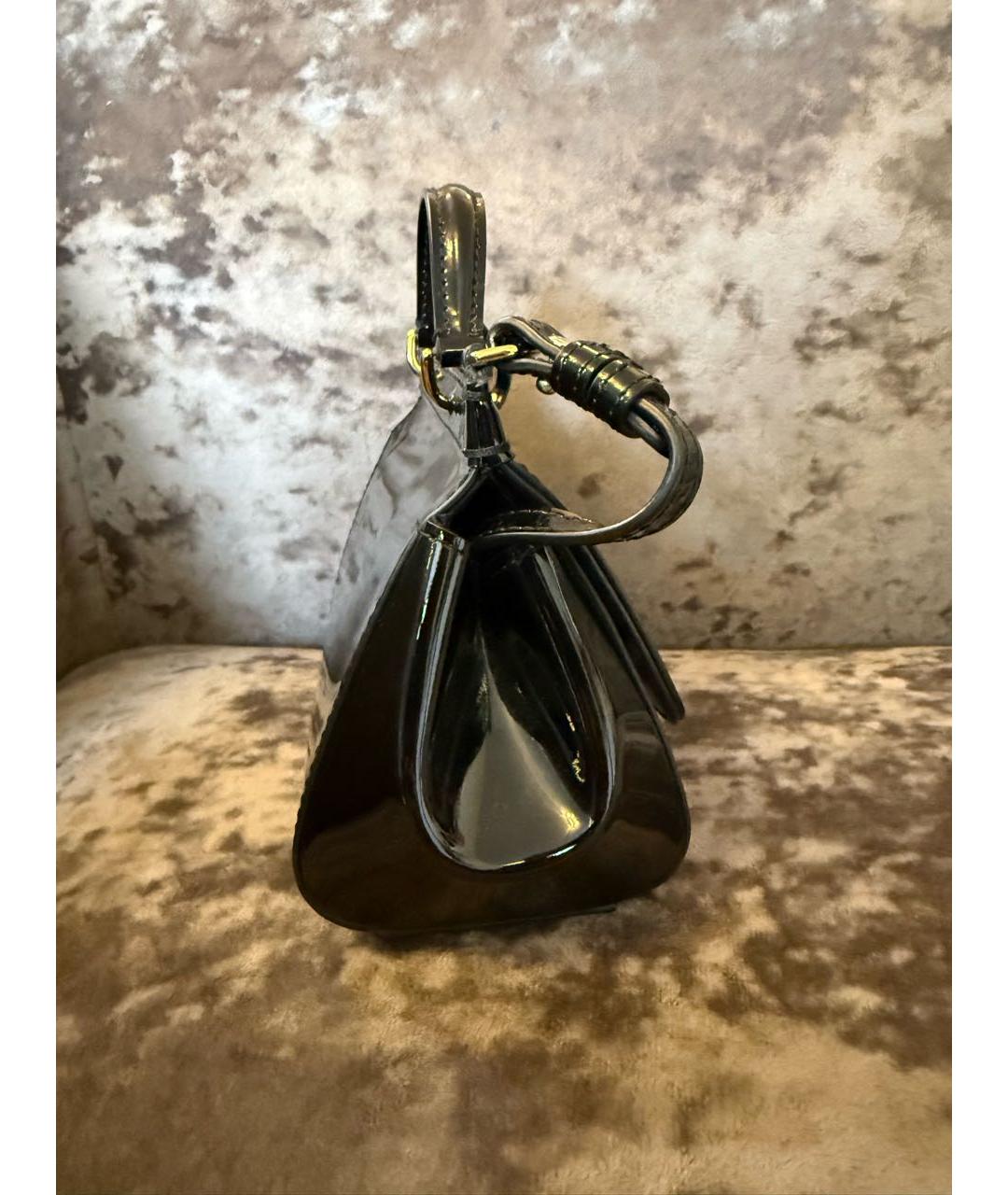 DOLCE&GABBANA Черная сумка через плечо из лакированной кожи, фото 2