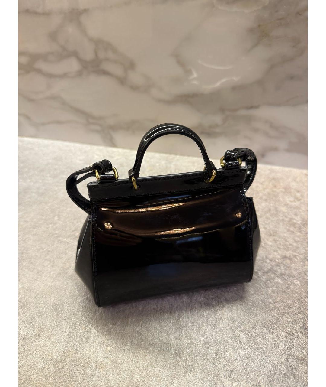 DOLCE&GABBANA Черная сумка через плечо из лакированной кожи, фото 7