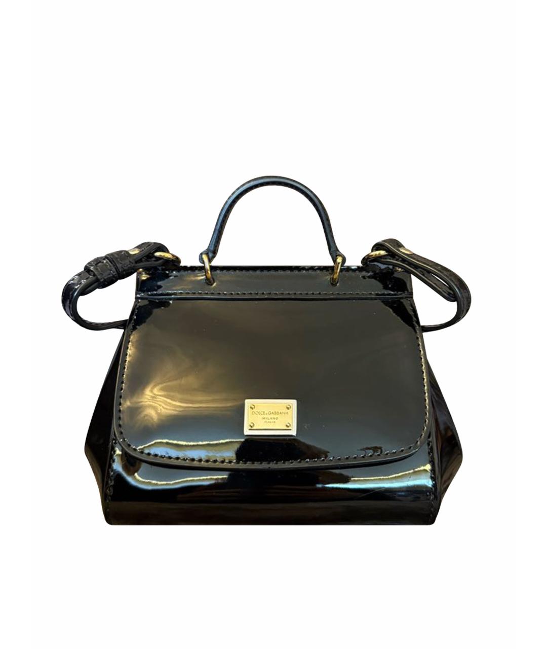 DOLCE&GABBANA Черная сумка через плечо из лакированной кожи, фото 1