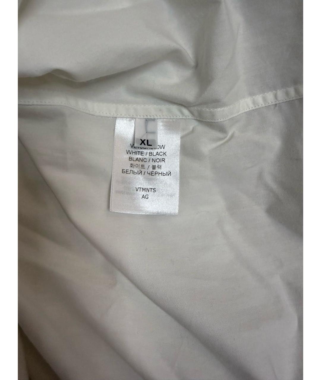 VETEMENTS Белая хлопковая кэжуал рубашка, фото 2