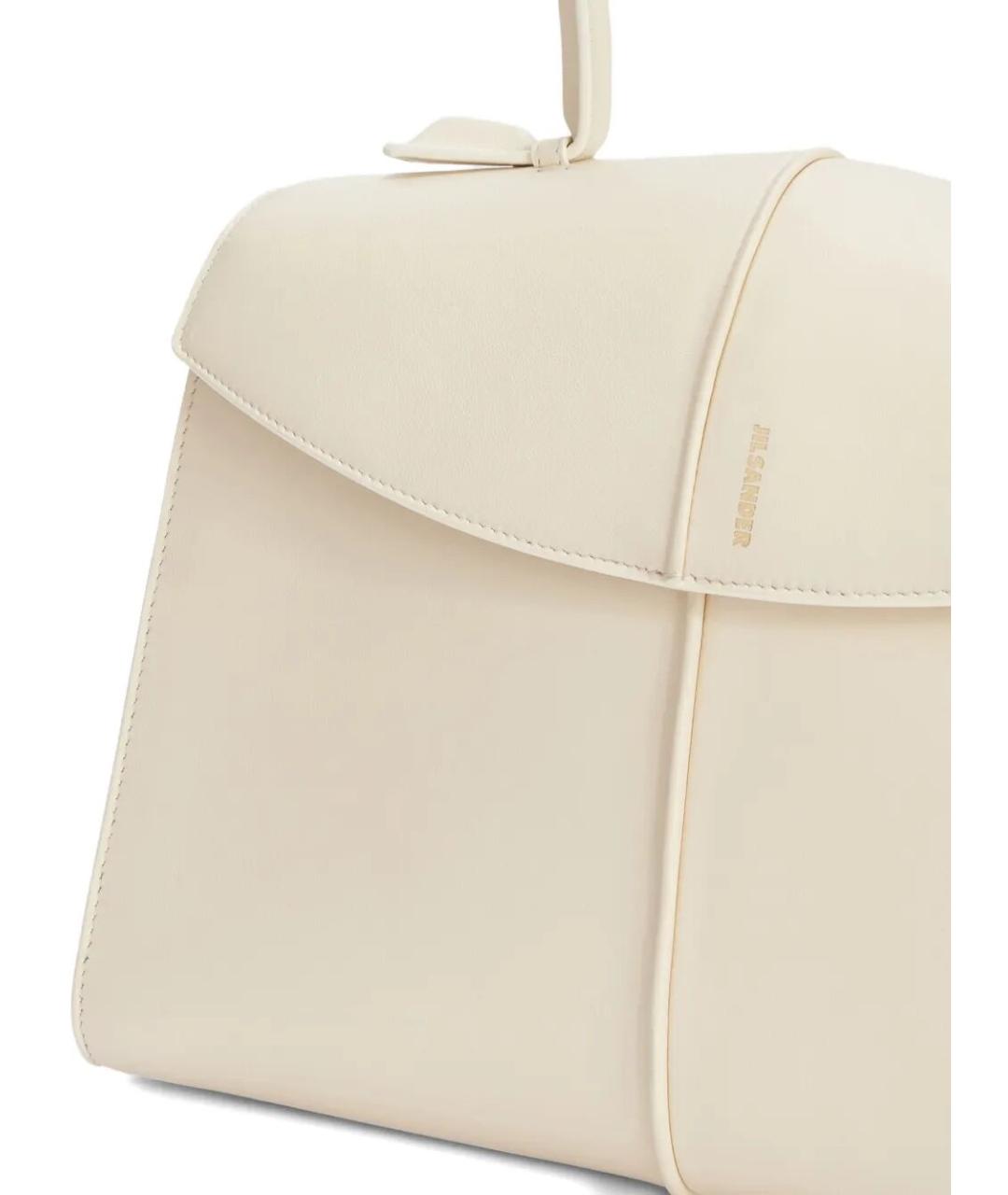 JIL SANDER Белая кожаная сумка с короткими ручками, фото 3