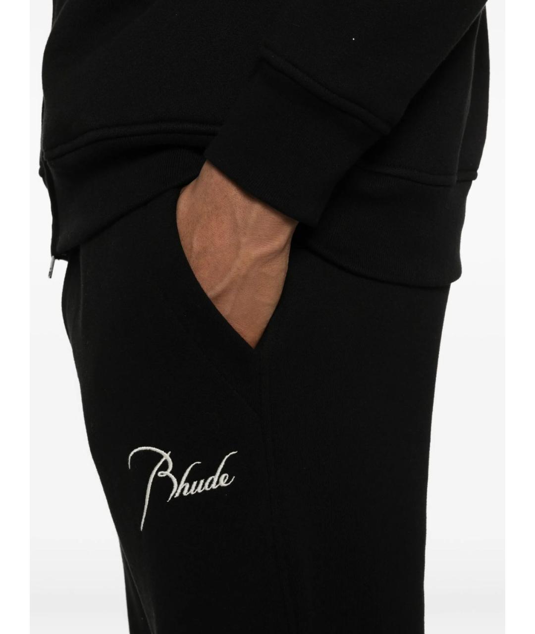 RHUDE Черные хлопковые повседневные брюки, фото 5