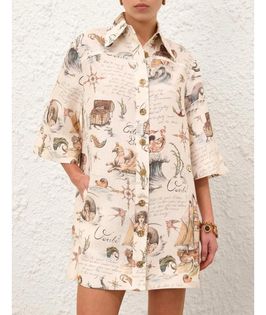 ZIMMERMANN Мульти льняное повседневное платье, фото 2