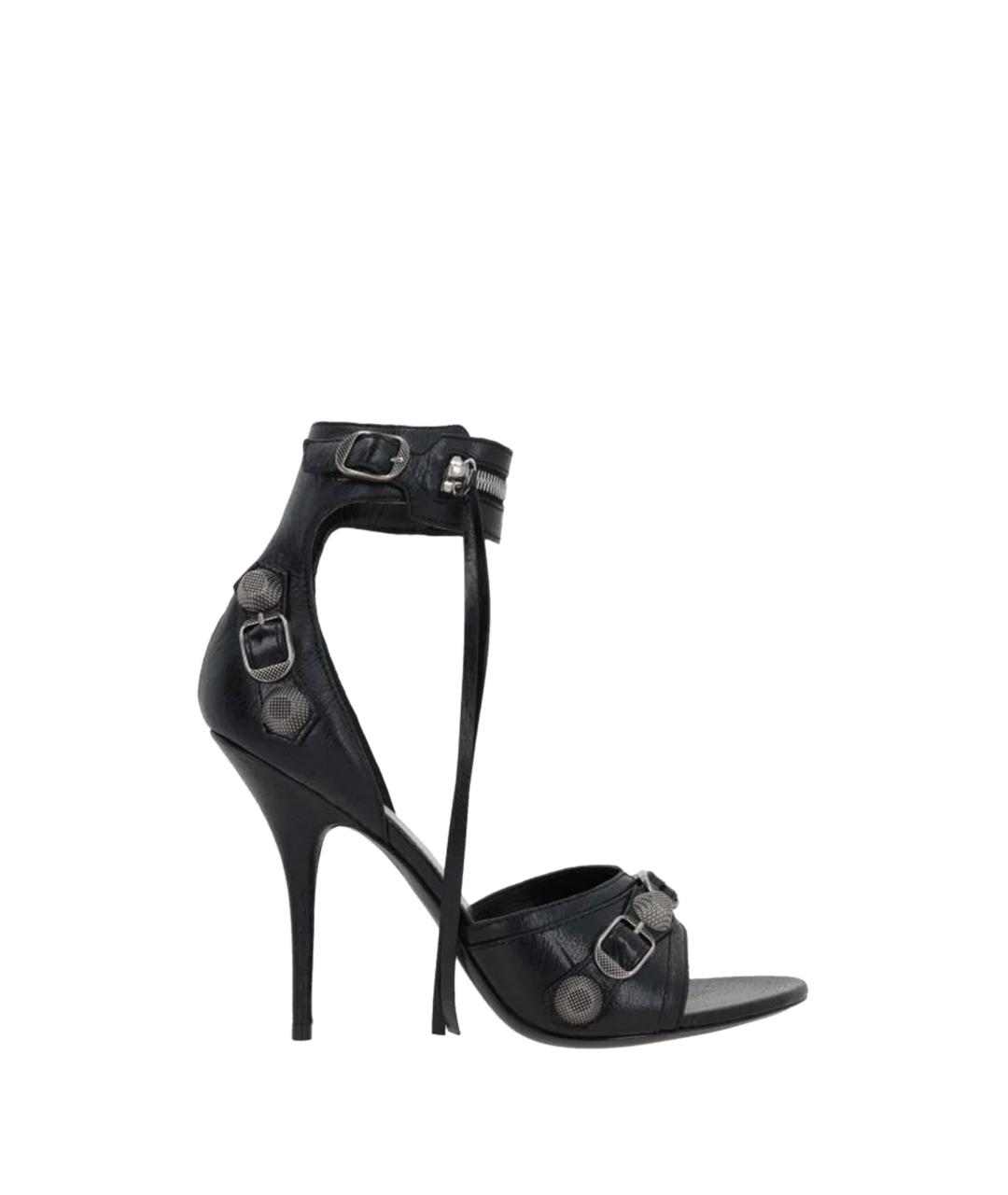 BALENCIAGA Черные кожаные босоножки, фото 1