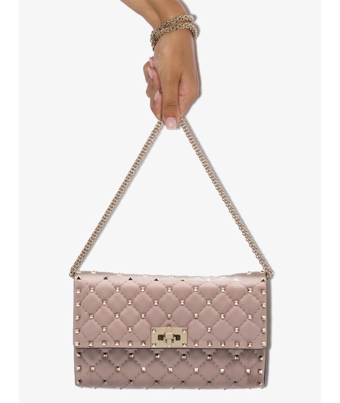 VALENTINO Розовая кожаная сумка через плечо, фото 2
