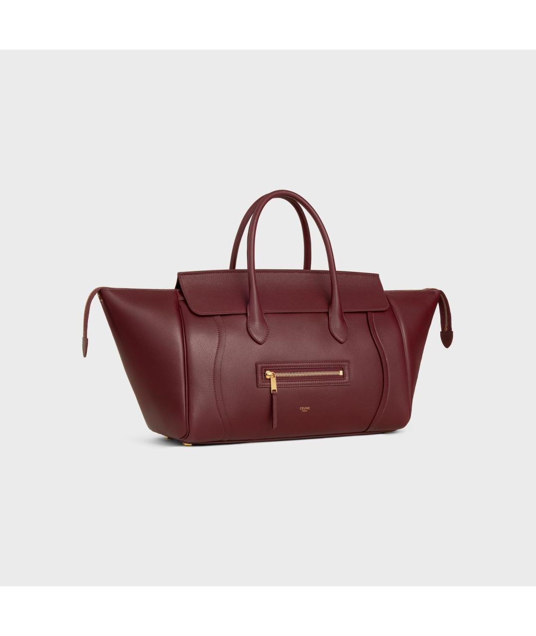 CELINE Бордовая кожаная сумка тоут, фото 2