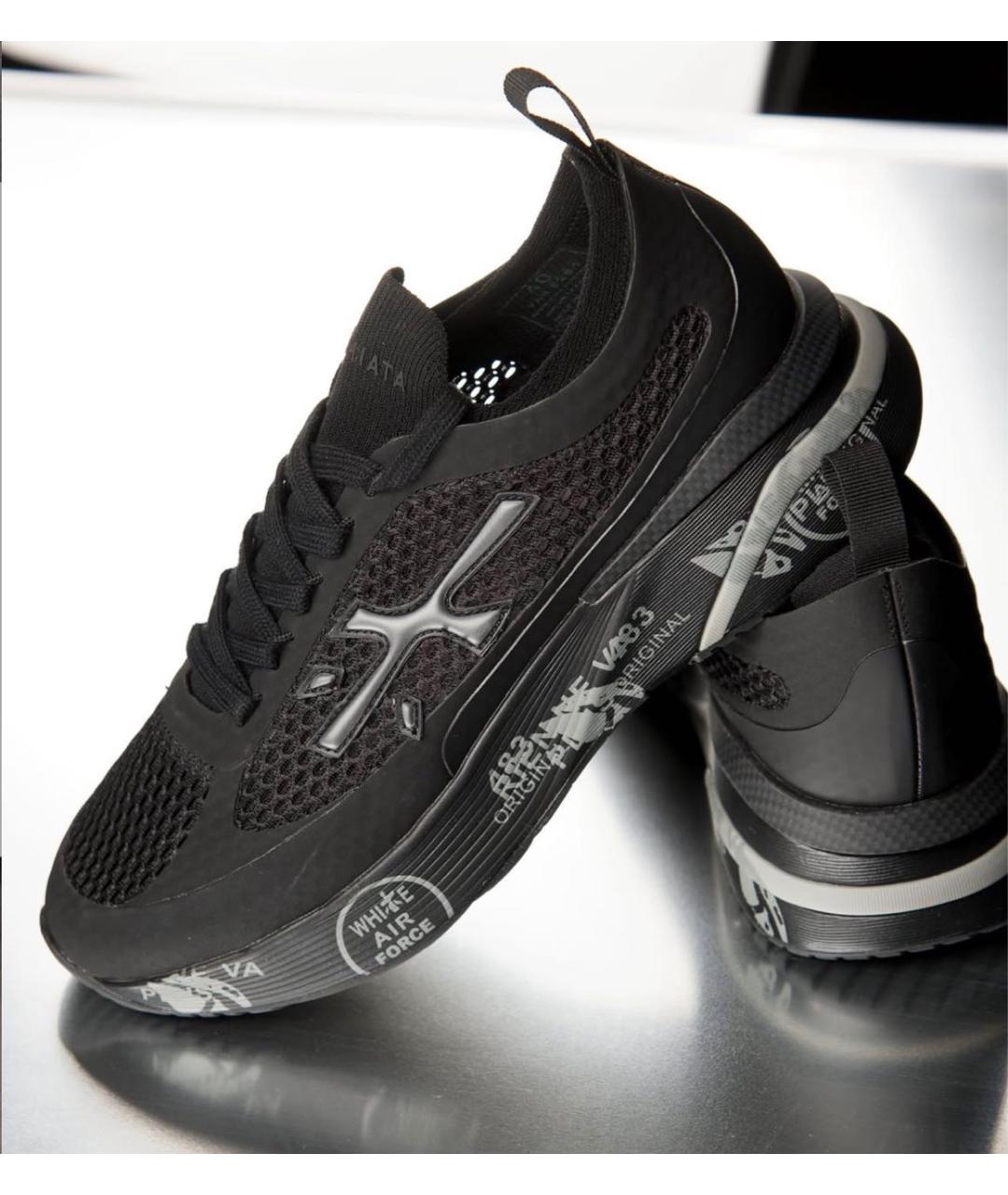 PREMIATA Черные текстильные низкие кроссовки / кеды, фото 7