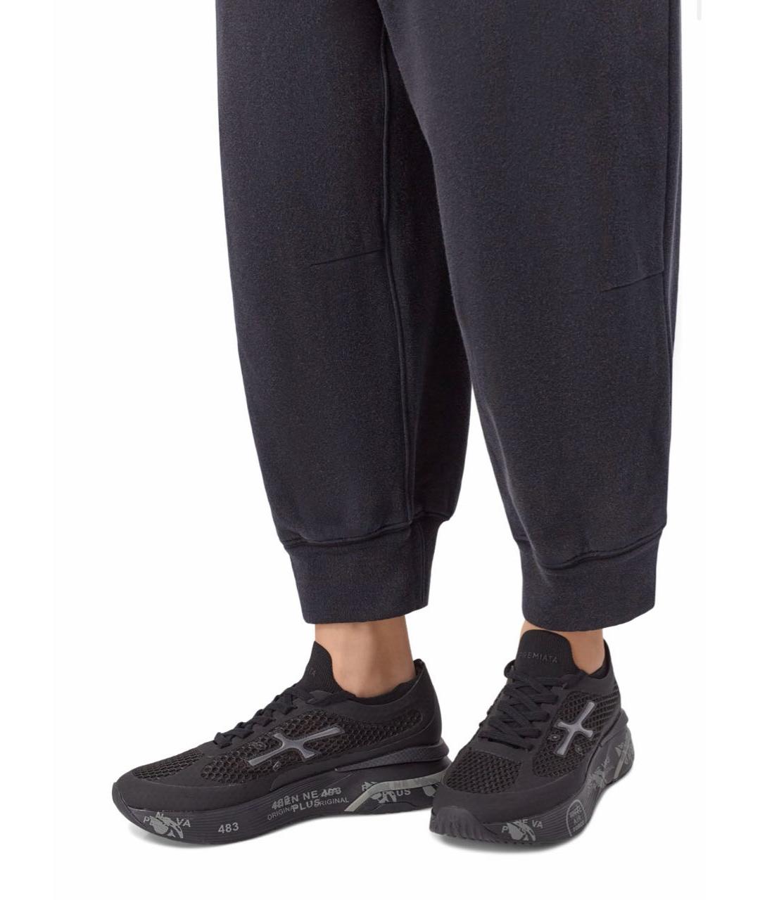 PREMIATA Черные текстильные низкие кроссовки / кеды, фото 4