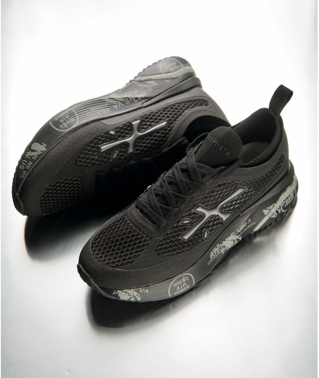 PREMIATA Черные текстильные низкие кроссовки / кеды, фото 8