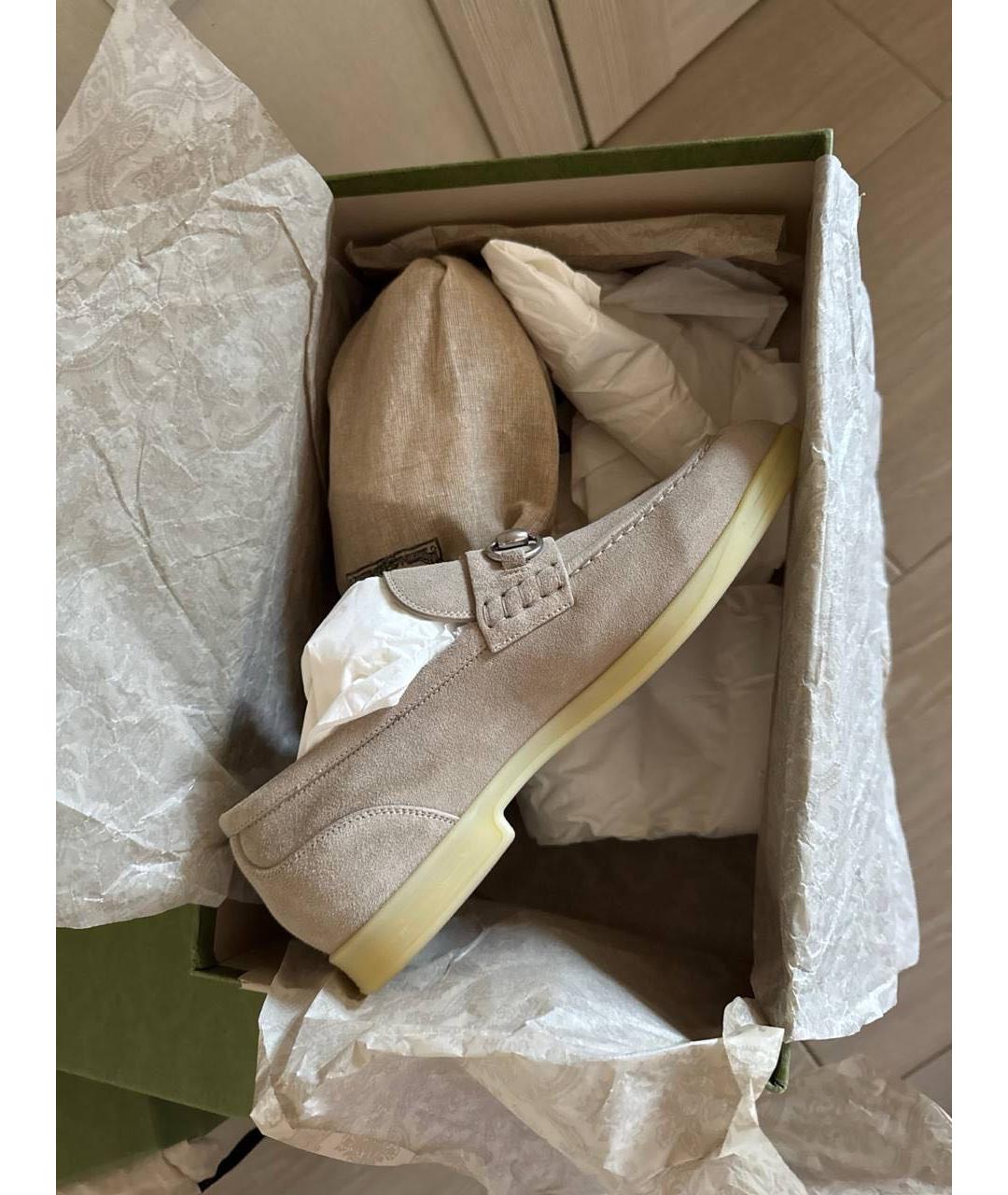 GUCCI Бежевые замшевые лоферы, фото 7