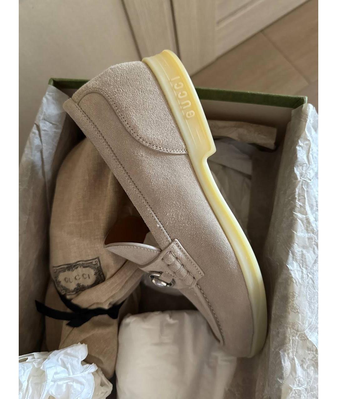 GUCCI Бежевые замшевые лоферы, фото 8