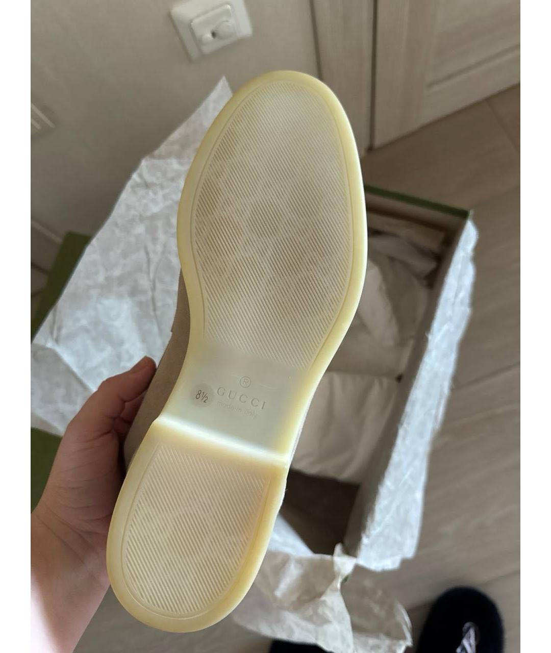 GUCCI Бежевые замшевые лоферы, фото 4