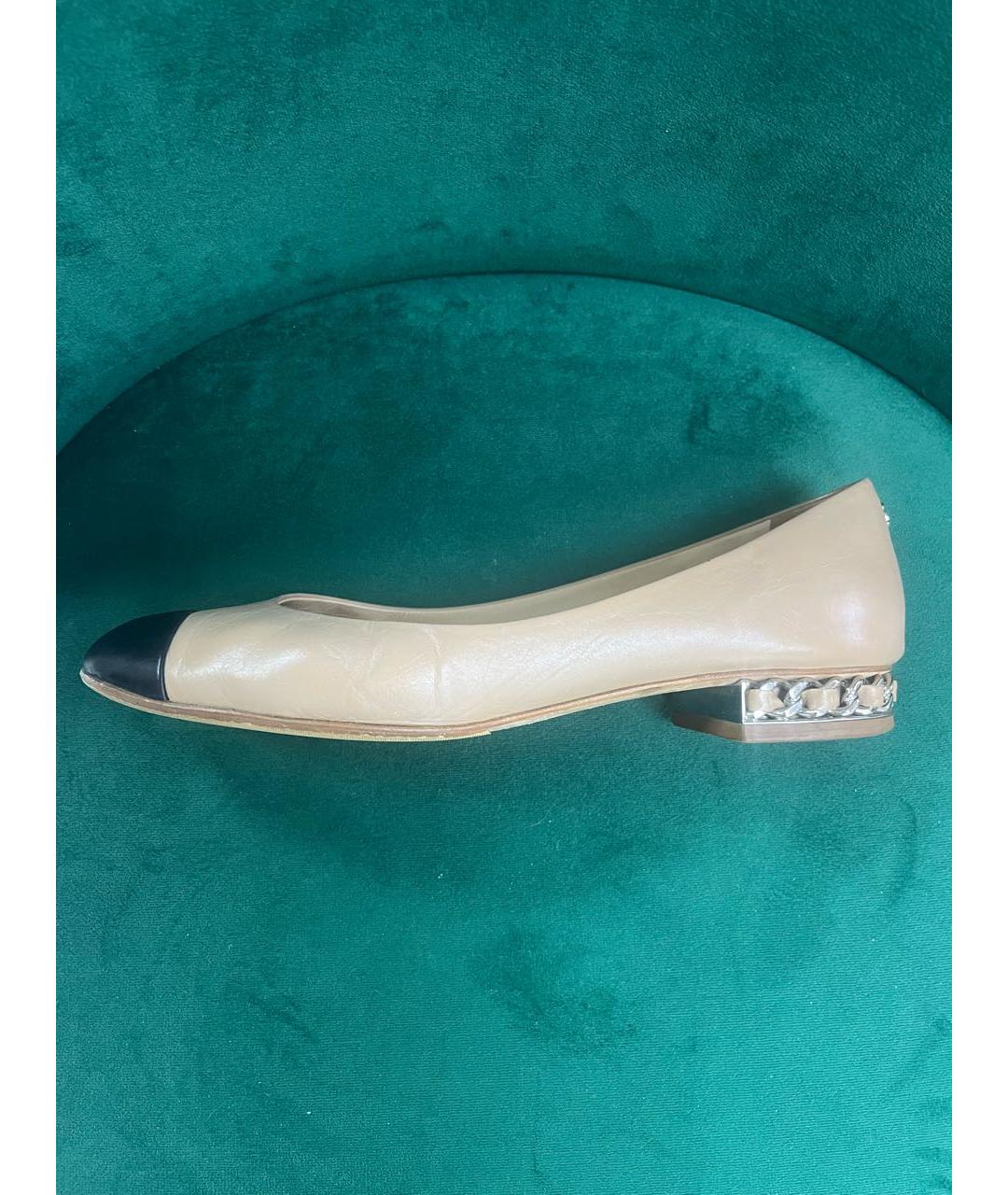 CHANEL Бежевые кожаные балетки, фото 8