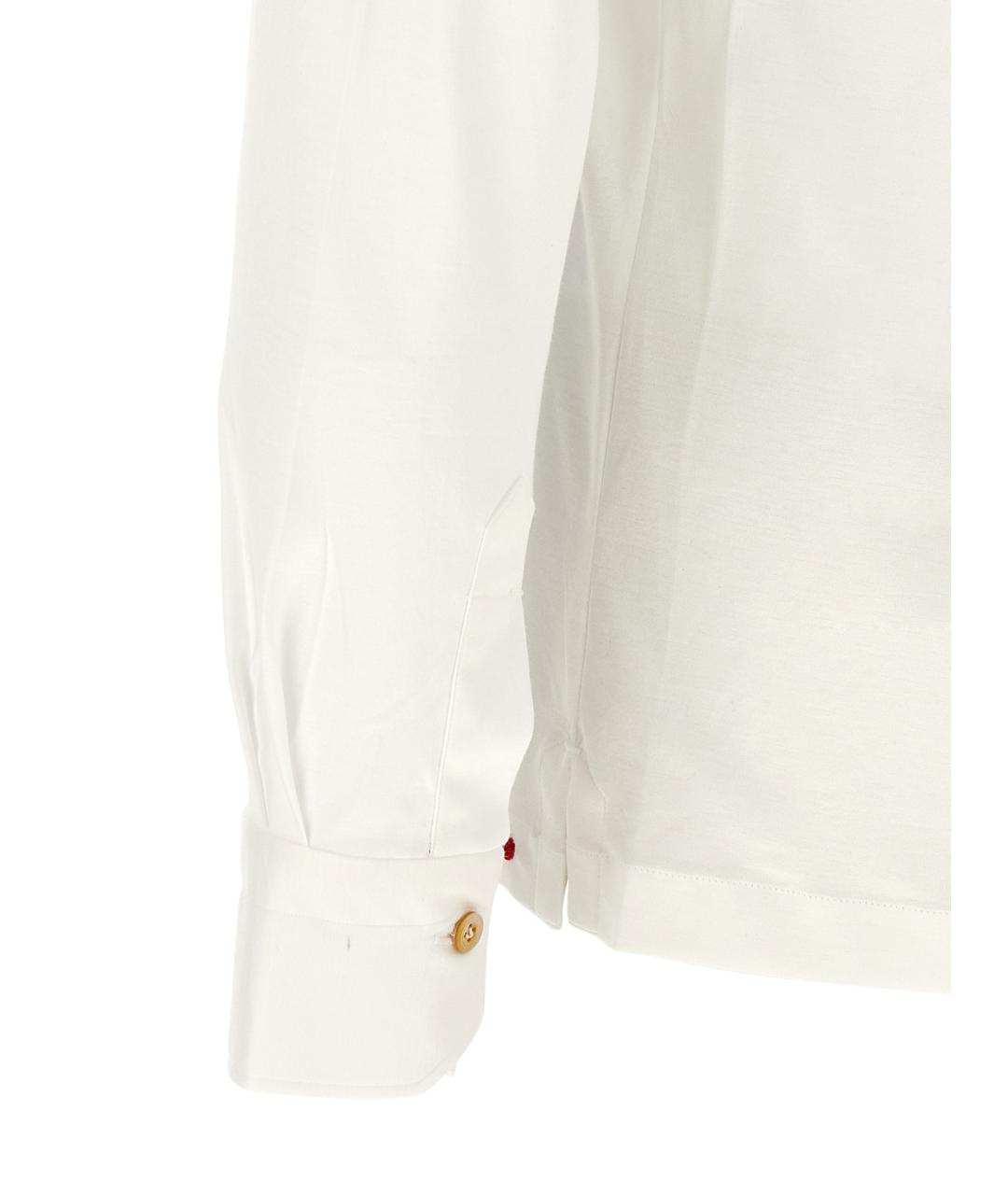 KITON Белое хлопковое поло с длинным рукавом, фото 4