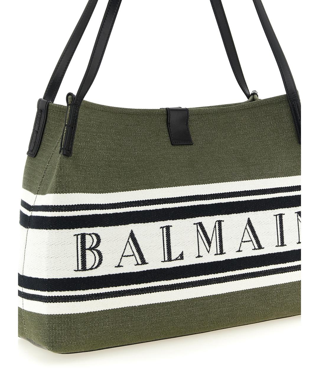 BALMAIN Зеленая тканевая сумка тоут, фото 3