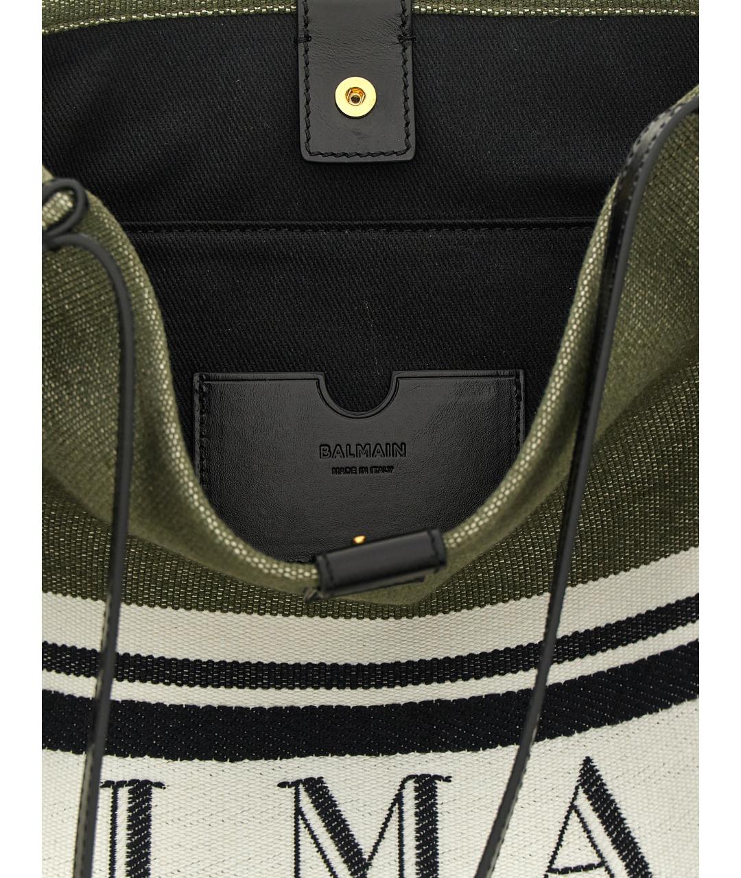 BALMAIN Зеленая тканевая сумка тоут, фото 4