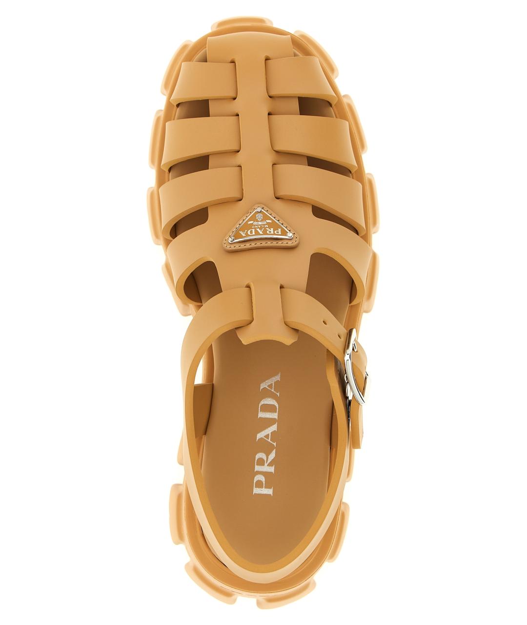 PRADA Бежевые резиновые сандалии, фото 4