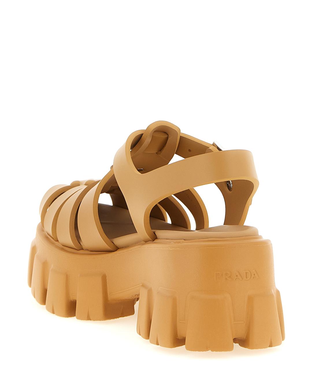 PRADA Бежевые резиновые сандалии, фото 3