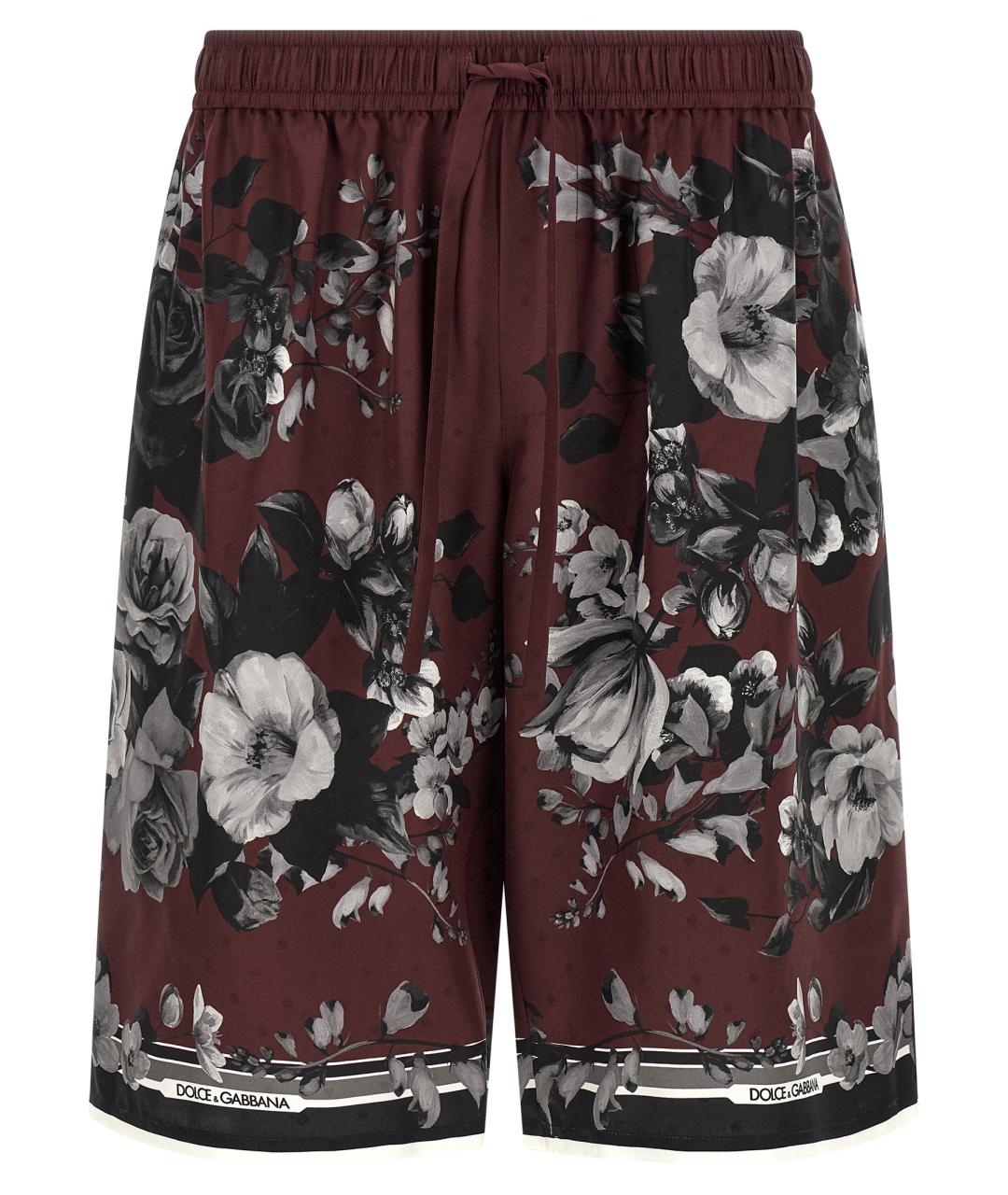 DOLCE&GABBANA Бордовые шелковые шорты, фото 1