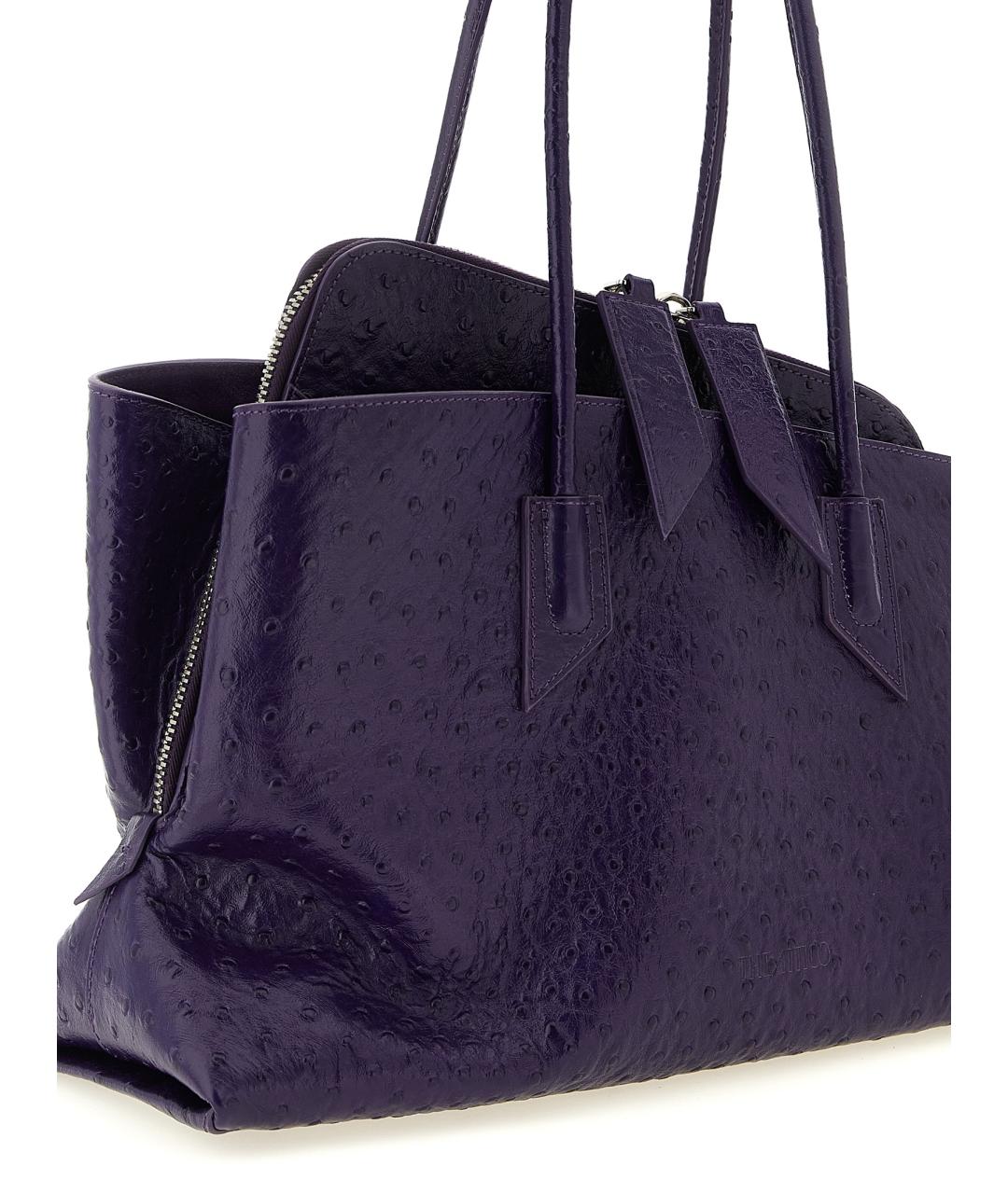 THE ATTICO Фиолетовая кожаная сумка тоут, фото 3