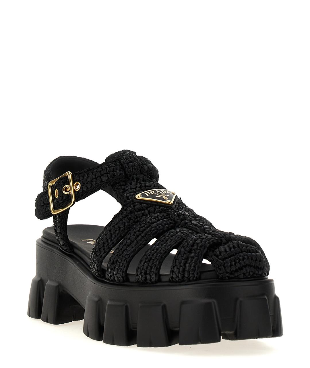 PRADA Черные синтетические сандалии, фото 2