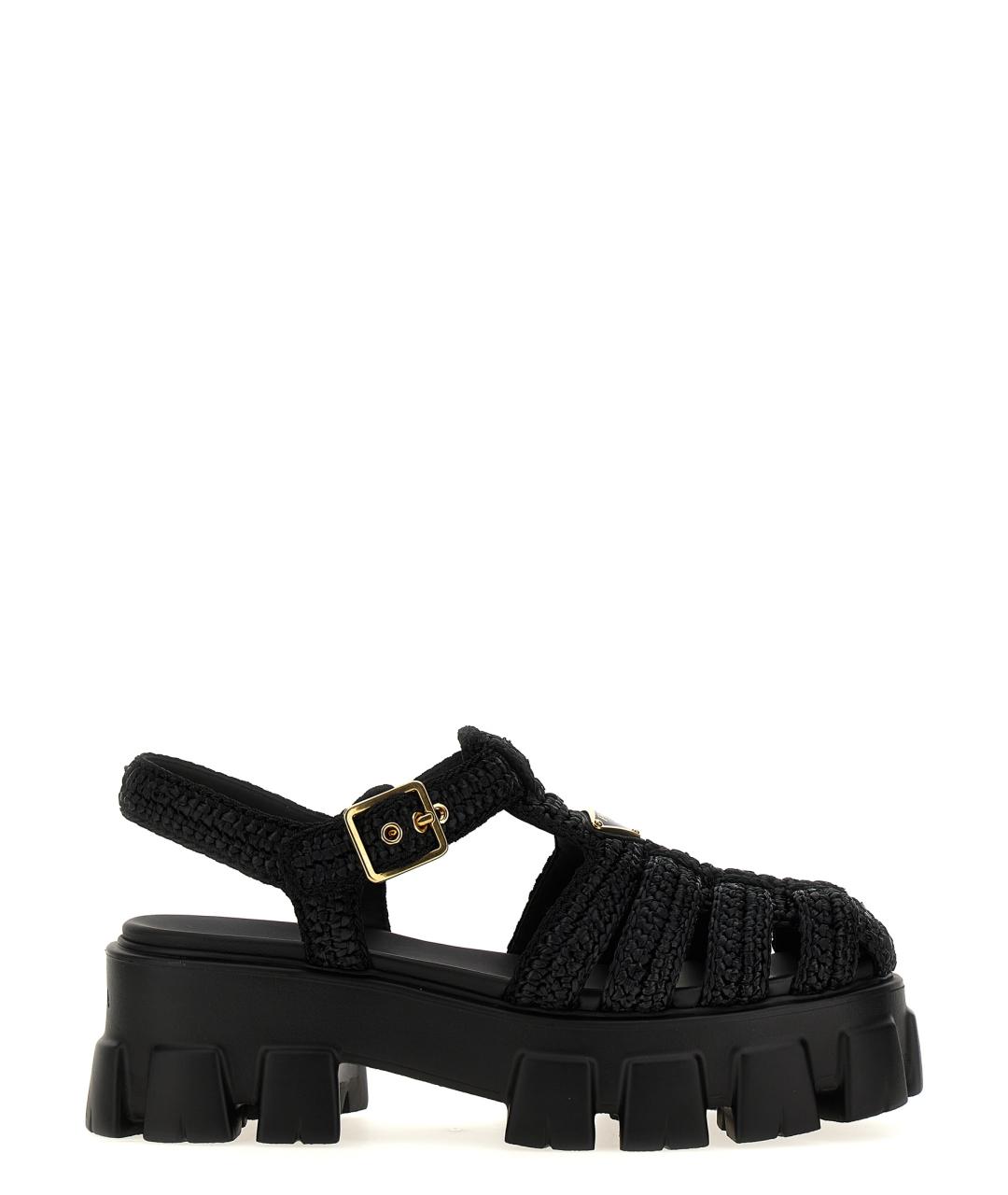 PRADA Черные синтетические сандалии, фото 1